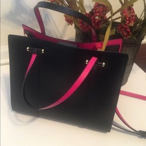 Kate Spade Black Tote with Contrasting pink